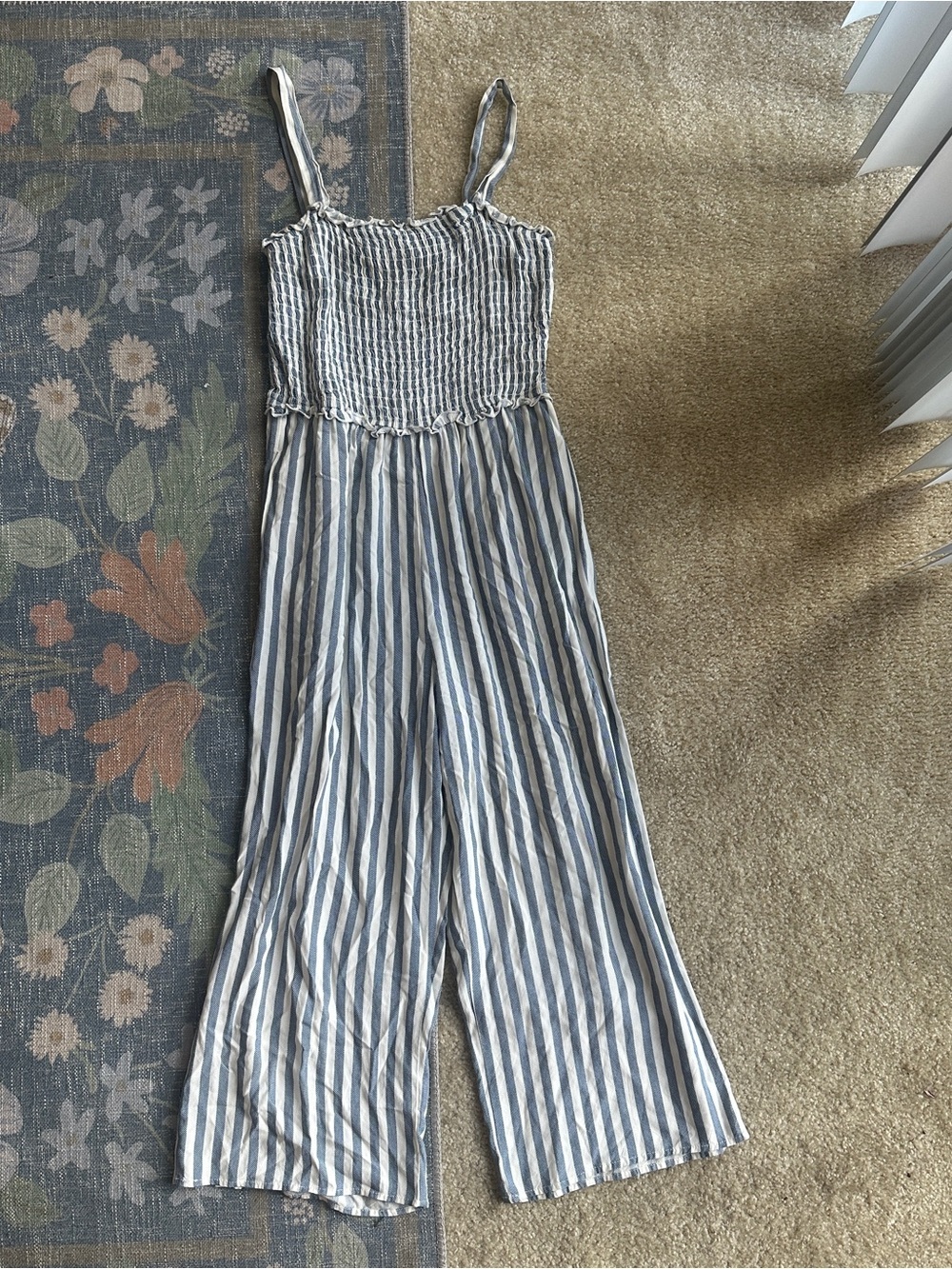 Speechless Blue & White Striped Smocked Top